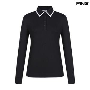 [핑골프]여성 배색 포인트 카라 긴팔 티셔츠 (121D1TO154_BK)