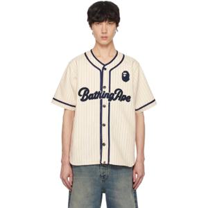25 SS BAPE 남성 오프 화이트 어 베이딩 에이프 베이스볼 셔츠 242546M192002