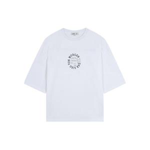 [지이크]영문 자수 프린팅 오버핏 티셔츠 화이트 (PGIBD8009)