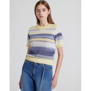 아떼 바네사브루노 여성 24FW 라이트옐로우 앙고라혼방 스트라이프 반팔 스웨터 VLSW4C301Y1