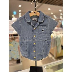 [블루독베이비] 25 SS(블루)데님셔츠 바디수트(4531360402) 백일 돌 신생아 조카선물 유아아기옷 여름 출산