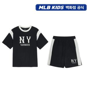 MLB키즈  바시티 배색 레터 반팔세트CL (7ATSV0253BKSSET)