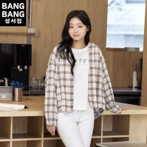 뱅뱅 HC04 봄여성 체크면혼방얇은후드셔츠겸자켓 NSL110