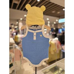 [블루독베이비] 25 SS(블루)와플세트바디수트 (4537067601) 백일 돌 선물 우주복 여름 유아 조카 모자 나시