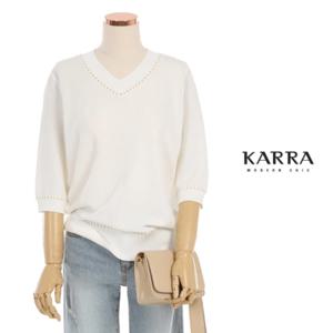 [카라]KARRA 금사펄스티치브이넥반팔니트_KB1SKN073A