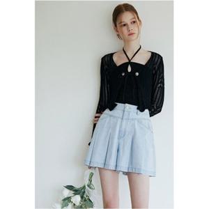 [에고이스트] EGER2OKG02EG [BLUE LABEL] 크롭 러플 크로쉐 가디건 니트