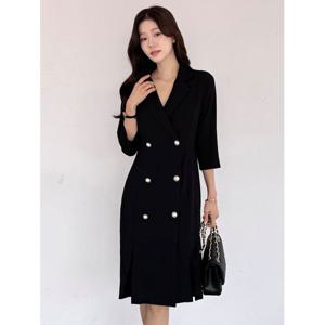 [모리스커밍홈]카라 더블버튼 하객 원피스_M2504OP017B