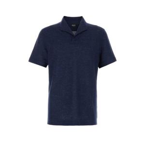 ZEGNA Navy blue linen polo shirt RUF352A9F743 B09