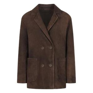 살바토레 산토로 더블 브레스티드 가죽 재킷 48010DVAGESS COFFEE TP941218876