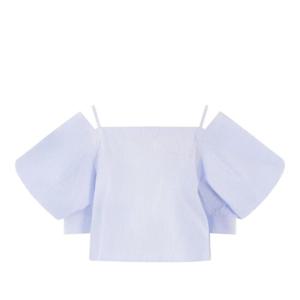 사카이 스트라이프 코튼 포플린 크롭 탑 2507745 458