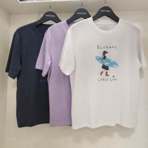 뱅뱅 HC15 뱅뱅 여름 여성 서핑소녀 그랙픽 라운드 반팔 티셔츠 NTL537