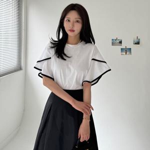 [모리스커밍홈] 배색라인 날개소매 티셔츠_M2506TS029B