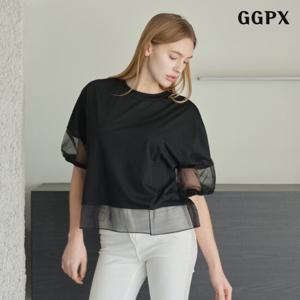 [지지피엑스]오간자 배색 하프 티셔츠 (GPBBA007D)