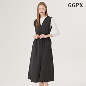 [지지피엑스]민소매 허리 끈 포켓 데일리 롱 원피스 (GOAOW014D