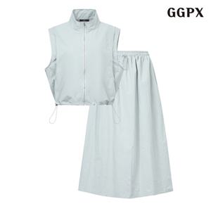 [지지피엑스]집업 베스트 밴딩 스커트 셋업 (GPBOW006D)