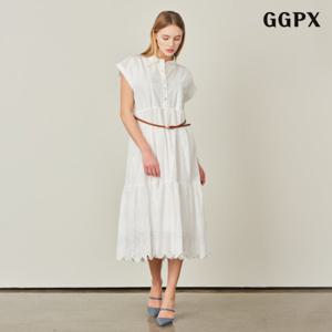 [지지피엑스]코튼 펀칭 벨티드 롱 원피스 (GPAOW018D)