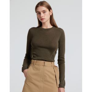 아떼 바네사브루노 여성 24FW 다크카키 울 라운드넥 긴팔니트 VLSW4C501K3
