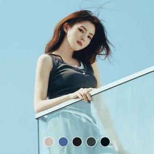 지오다노 355535 여 14gg 린넨 버튼 슬리브리스 니트 스웨터 민소매 나시 05355535