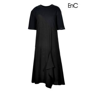 [이앤씨]EnC 블랙 언발란 A라인 원피스 ENOW32505W
