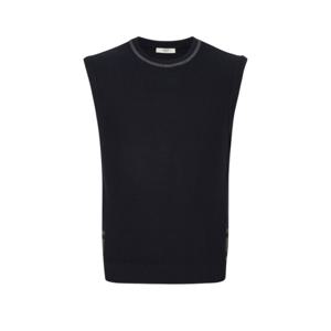 헤지스 골프 24FW 간절기필수템ONLINE EXCLUSIVE 네이비 남성 인타샤 로고 니트 베스트 HUSW4C920N3