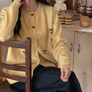 샵앤) 여성 라운드넥 꽃 6컬러 가디건 CAT-WCD-3838-딥그린