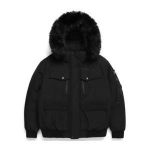 N244MDW930 타루가 퍼 트리밍 후디 다운 BLACK