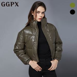 GGPX  하이넥 페이크 레더 숏 패딩 점퍼 (GOBJP010F)