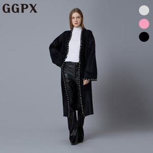 GGPX  V넥 진주 롱 니트 가디건 (GP1KG036F)