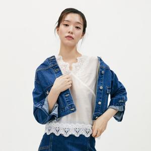플라스틱아일랜드  (PR2WB365) [C]레이스 시스루 나시 블라우스