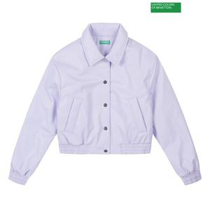 [베네통] Leather cropped jacket 3S_2NVBDN01X