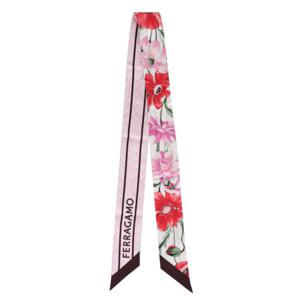 라프리마 페라가모 로고 간치니 양면 실크 스카프 32-0966 WHITE/PINK 780231