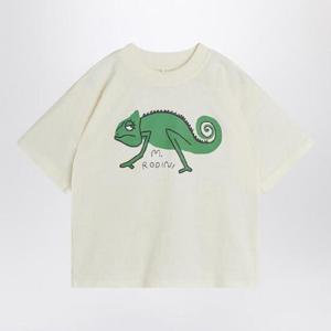 MINI RODINI white t shirt with lizard print 2522015911CO/Q_MIRO-OW