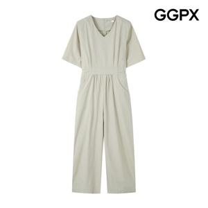 GGPX  V넥 포켓 롱 반팔 린넨 점프수트 (GP4OP072F)