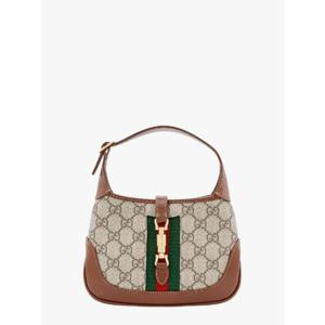 GUCCI Gg supreme fabric and leather shoulder bag with iconic web band 637092HUHHG
