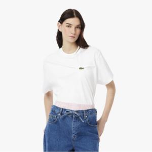 [시즌오프 30% 인하] 라코스테 공식 여성 오버사이즈 핏 픽스드 크록 반팔 티셔츠 TF9595-55G 001
