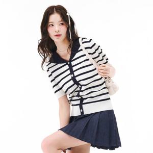 [체이스컬트]여성 세일러 카라 반팔 스웨터 EBRG5674D0A_ys