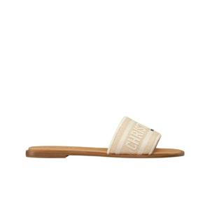 디올 리비에라 디웨이 슬라이드 자수 코튼 내츄럴 라피아 화이트 KCO062ECJ-S03W