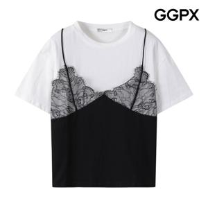 GGPX  레이스 뷔스티에 레이어드형 티셔츠 (GP4TS046F)