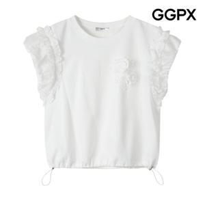 GGPX  레이스 포켓 프릴 민소매 스트링 티셔츠 (GP6TS013F)