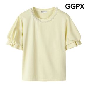 GGPX  진주 꽈배기넥 퍼프 티셔츠 (GP6TS015F)