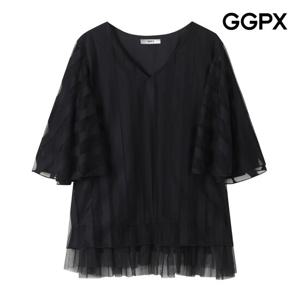 GGPX  V넥 라인 더블 레이스 블라우스 (GP6SH012F)