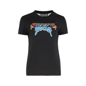 Versace 진스 꾸뛰르 로고 프린트 크루넥 티셔츠 78HAH606J0035 899 TP942033689