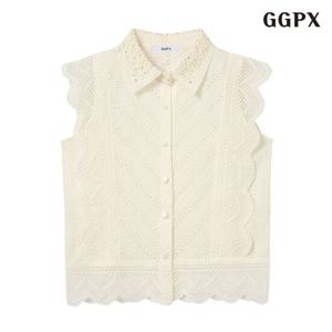 [지지피엑스]레이스 펀칭 민소매 프릴 블라우스 (GPBBA038D)