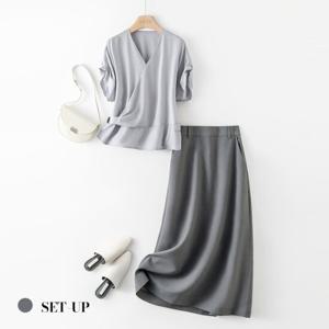 [클라셰]클라셰 (77까지)사이드랩시크블라우스+스커트SET_B5M071