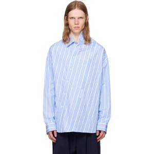 25 SS 쟈크뮈스 남성 화이트   블루 라 크루아제르 더 쿠아드로 셔츠 251553M192007