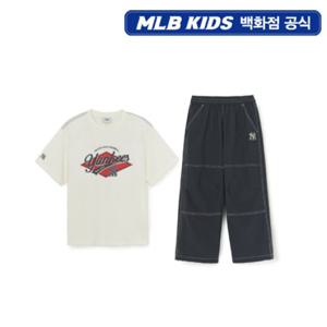 [MLB키즈PG] 스트릿 반팔 우븐팬츠 세트 (7AS1B4153-50CRS)