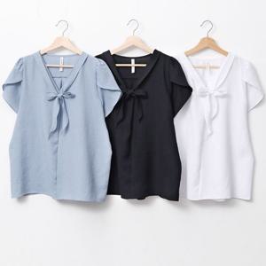 [아이우먼]빅사이즈리본블라우스 U641L506 리본타이플레어블라우스 BN