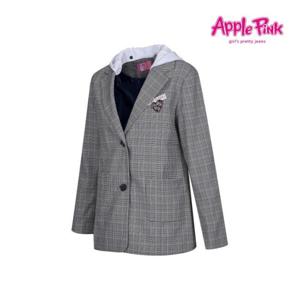 [애플핑크][애플핑크] 후드탈착 체크 자켓 (APF0O503GSG)