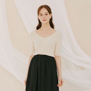 [비지트인뉴욕]브이넥 립트 반팔 니트(VY4SK91)