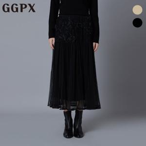 GGPX  로즈 쉬폰 플리츠 롱 스커트 (GP1SK012F)